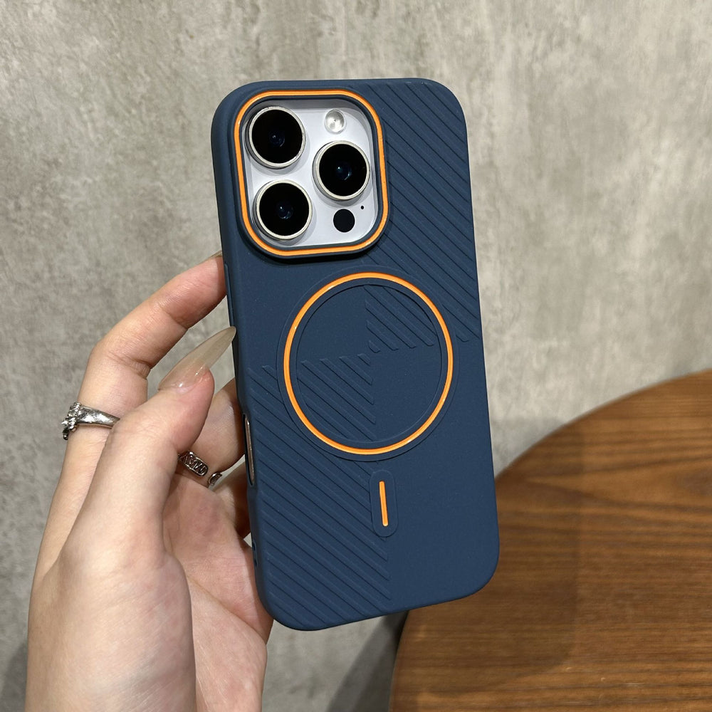 Diagonal Stripes Fine Circle Magnetic Hit color Case For iPhone