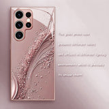 Ornate Line Patterns Electroplated Tempered Glass Case For Samsung