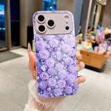 Romantic Diamond Rose Pattern Electroplated Case for iPhone