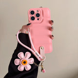 Puffer-Style Sunflower Lanyard Case for iPhone
