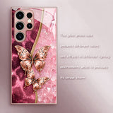 Gold-Plated Butterfly Glass Full-Coverage Phone Case For Samsung