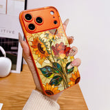 Sunflower & Rose Pattern Glossy Case for iPhone