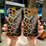 Glitter Gold Leopard Print Electroplated Case for iPhone