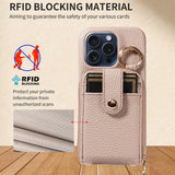 Crossbody RFID‑Blocking Zipper Wallet Case for iPhone