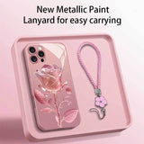 Romantic Rose Electroplated Case with Lanyard for iPhone