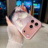 Romantic Pink Butterfly Petals Electroplated Case for iPhone