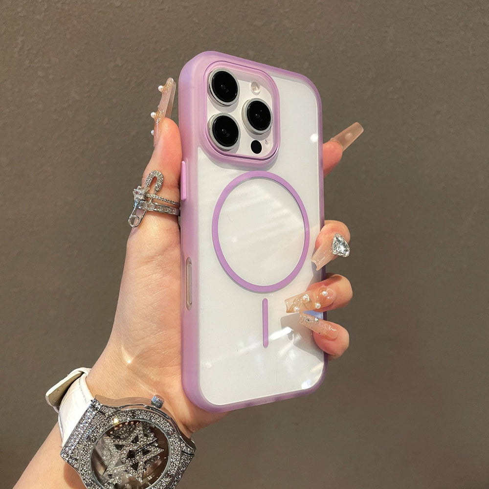 Transparent Thin Circle Magnetic Phone Case For iPhone