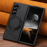 Waxed Leather Magnetic Charging Holder Case for Samsung Z Fold