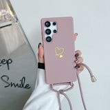 Heart Design Crossbody Strap Shockproof Case for Samsung