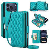 Fashion Rhombus Leather Multi-Function Wallet Case for iPhone