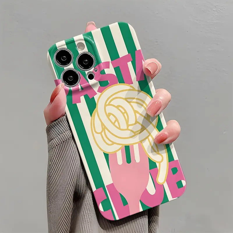 "Eating Spaghetti" Yellow and Blue Color Block Phone Case for IPhone