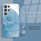 Romantic Roses Soft Touch With Lanyard Phone Case For Samsung