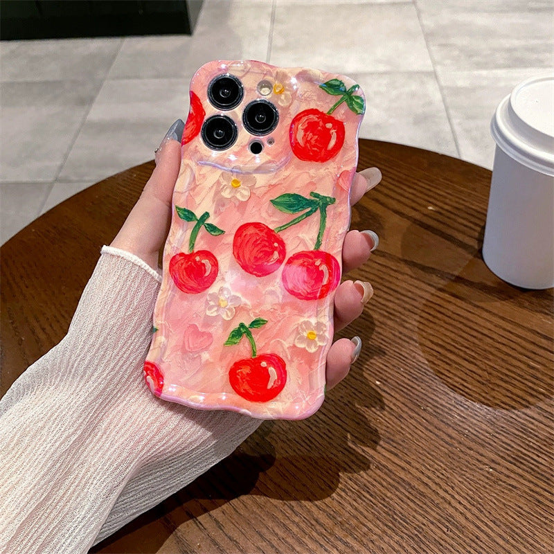 Oil Painting Floral Wavy Edge Phone Case for IPhone