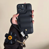 Puffer-Style Sunflower Lanyard Case for iPhone