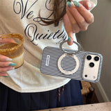 Fashion Vertical Stripe Magnetic Kickstand Case for iPhone