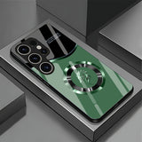 Business-Style Long Pattern Full-Coverage Liquid Glass Phone Case for Samsung