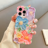 Oil Painting Floral Wavy Edge Phone Case for IPhone