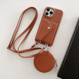 Fashion Card & Coin Pocket Crossbody Leather Case for iPhone