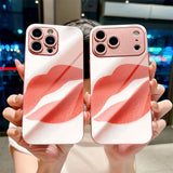 Red Lips Pink Electroplated Case for iPhone