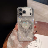 Shell-Patterned Heart-Shaped Rhinestone Phone Case for IPhone