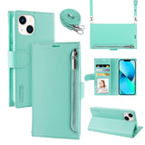 Minimalist Leather Wallet Case with Lanyard for iPhone