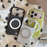 Macaron Polka Dot Magnetic Kickstand Shockproof Case for iPhone