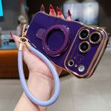 Plating Wave Heart Lanyard Phone Case for iphone
