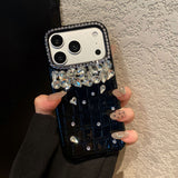 Luxury Rhinestone Crocodile Texture Shockproof Case for iPhone