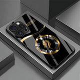 Long Pattern Liquid Glass Full-Coverage Shockproof Phone Case for IPhone