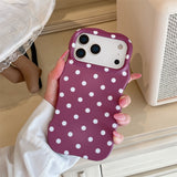 Polka-Dot Scalloped-Edge Shockproof Case for iPhone