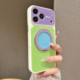 Color Block Magnetic Stand Shockproof Case for iPhone