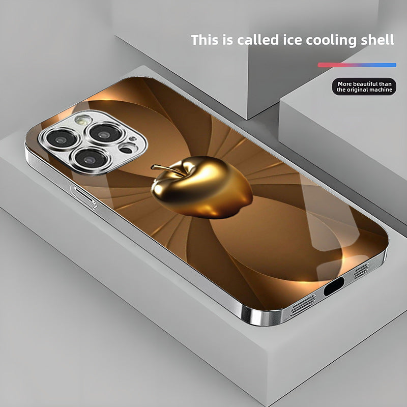 3D Apple Plating Hard Glass Case for iPhone