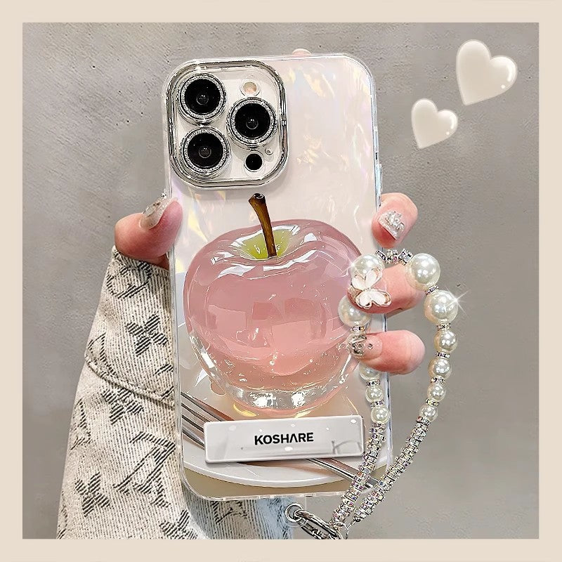 Crystal Apple Cute Heartbeat Phone Case for iPhone