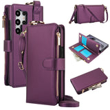 Leather Crossbody Zipper Wallet Case for Samsung