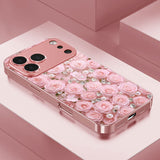 Romantic Diamond Rose Pattern Electroplated Case for iPhone