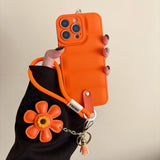 Puffer-Style Sunflower Lanyard Case for iPhone