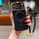 Plating Wave Heart Lanyard Phone Case for iphone