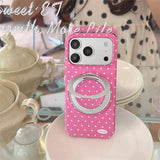 Macaron Polka Dot Magnetic Kickstand Shockproof Case for iPhone