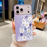 Light Purple Lily Pattern Electroplated Case for iPhone