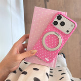 Macaron Polka Dot Magnetic Kickstand Shockproof Case for iPhone