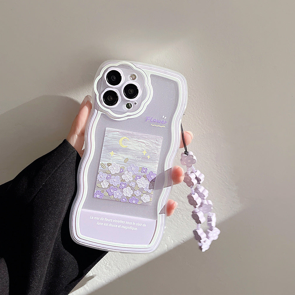 New Purple Flower Fashion Chain Case for iPhone