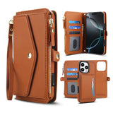 Leather RFID Blocking Lanyard Wallet Case for iPhone