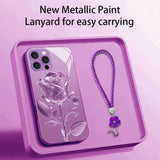 Romantic Rose Electroplated Case with Lanyard for iPhone