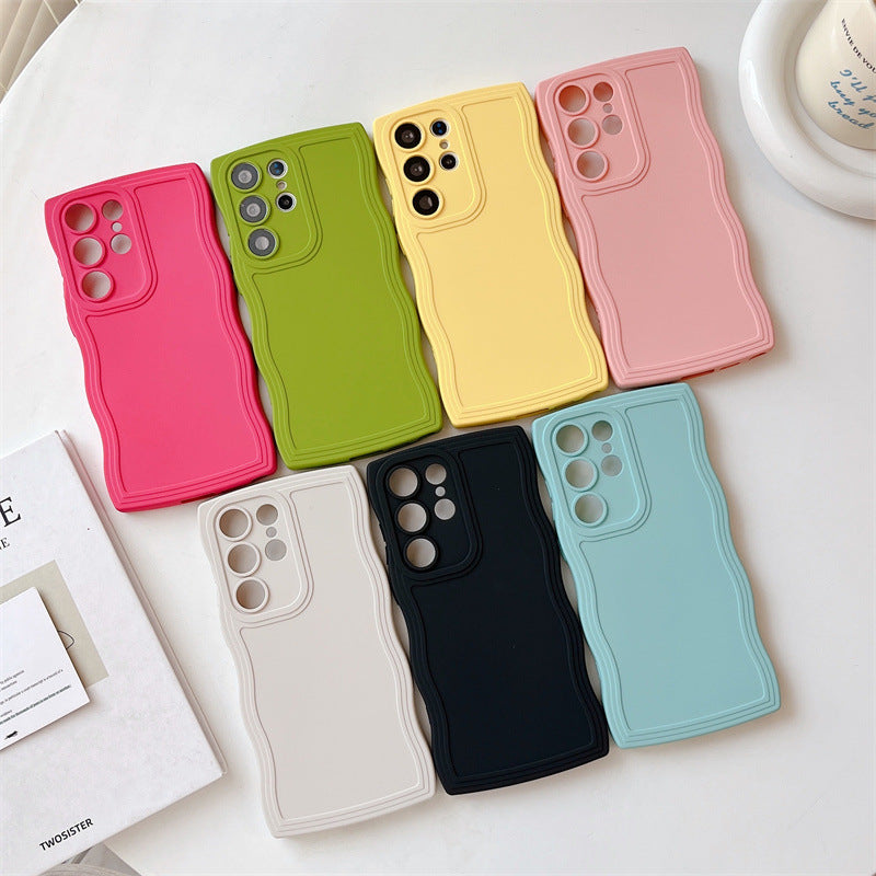Wavy Edge Macaron Soft Silicone Phone Case for Samsung