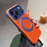 Contrast Color Breathable Magnetic Rotating Kickstand Case for iPhone