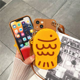 Fish Mini Pouch Brown Crossbody Case for iPhone