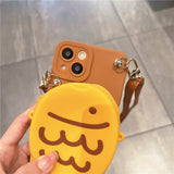 Fish Mini Pouch Brown Crossbody Case for iPhone