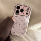 Vintage Plaid Bow Leather Soft Full Wrap Case for iPhone