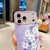 Light Purple Lily Pattern Electroplated Case for iPhone