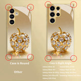 Gold Diamond Apple Pattern Tempered Glass Phone Case For Samsung